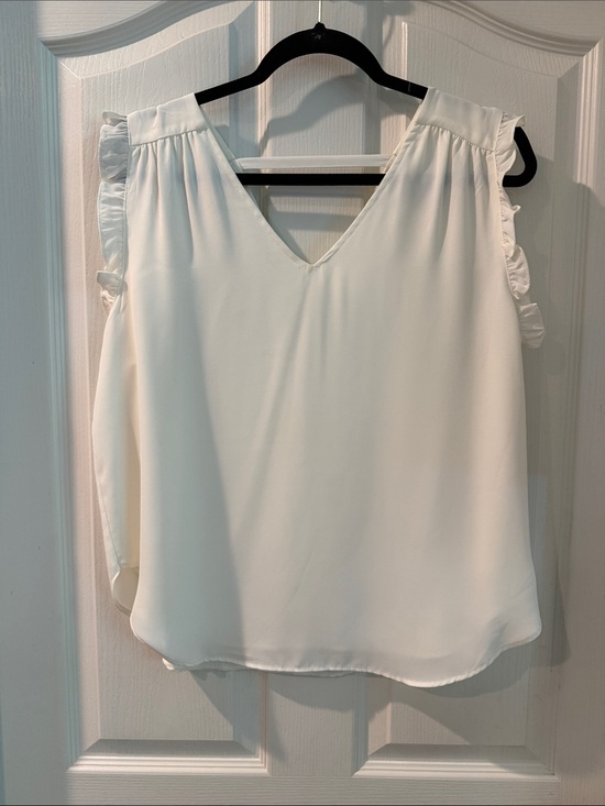 Versona Tops - Versona White V-Neck Ruffle Sleeve Camisole